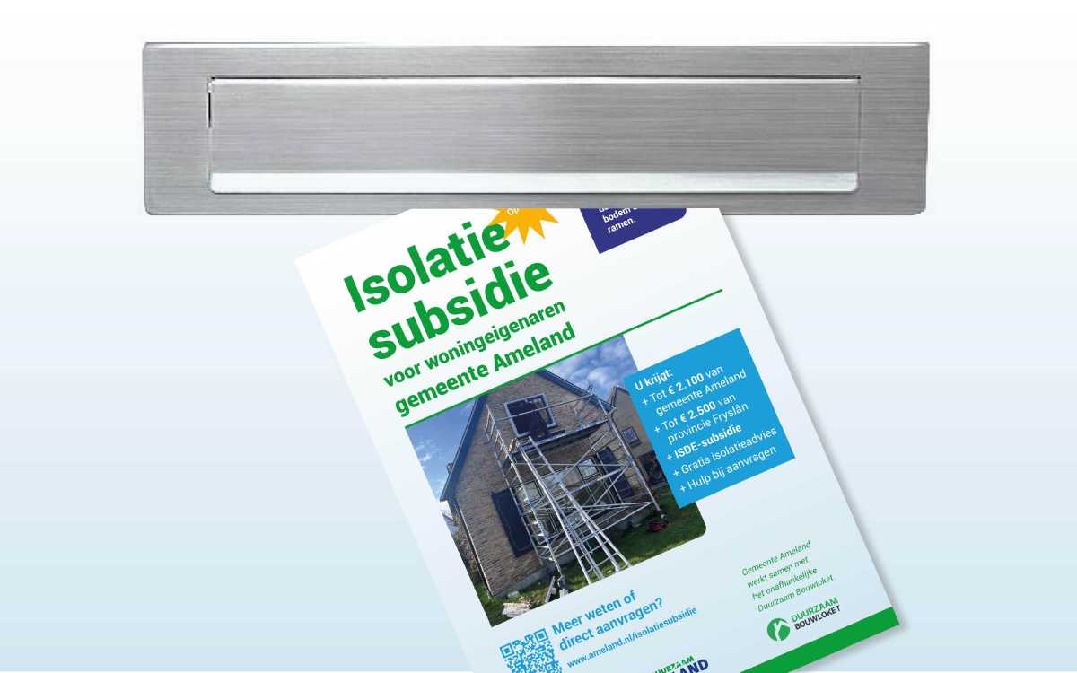 Flyer isolatiesubsidie op de mat